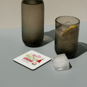 Vrolijk kerstfeest van onze gnoom naar de jouwe kartonnen onderzetters