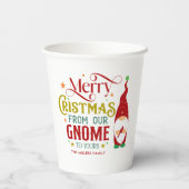 Vrolijk kerstfeest van onze gnoom naar de jouwe papieren bekers (Achterkant)