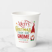 Vrolijk kerstfeest van onze gnoom naar de jouwe papieren bekers (Voorkant)