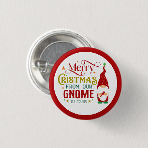 Vrolijk kerstfeest van onze gnoom naar de jouwe ronde button 3,2 cm