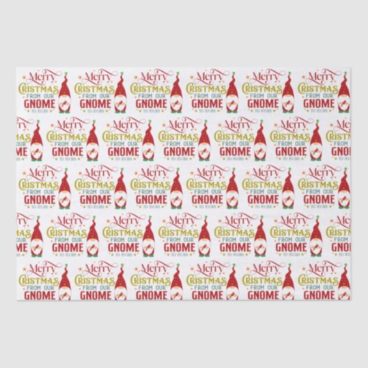 Vrolijk kerstfeest van onze gnoom naar de jouwe tissuepapier (Voorkant)