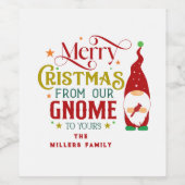 Vrolijk kerstfeest van onze gnoom naar de jouwe wijn etiket (Enkel label)