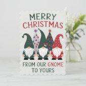 Vrolijk kerstfeest van onze gnoom tot de jouwe kaart (Staand voorkant)