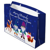 Vrolijk kerstfeest van onze gnoom tot uw blauw groot cadeauzakje (Achterkant Gekanteld)