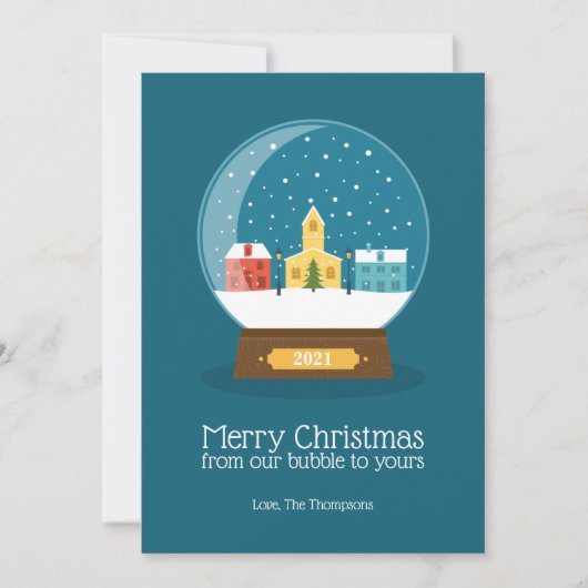 Vrolijk kerstfeest van onze quarantainebubbelvakan feestdagenkaart (Voorkant)