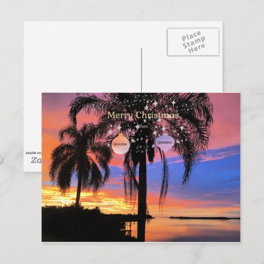 Vrolijk kerstfeest van opa en oma briefkaart (Voorkant / Achterkant)