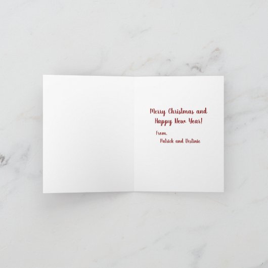 Vrolijk kerstfeest van Patrick en Destinie Note Ca Notitiekaartje (Binnen)