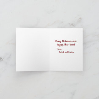Vrolijk kerstfeest van Patrick en Destinie Note Ca Notitiekaartje