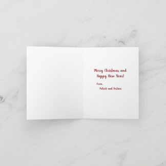 Vrolijk kerstfeest van Patrick en Destinie Notitiekaartje