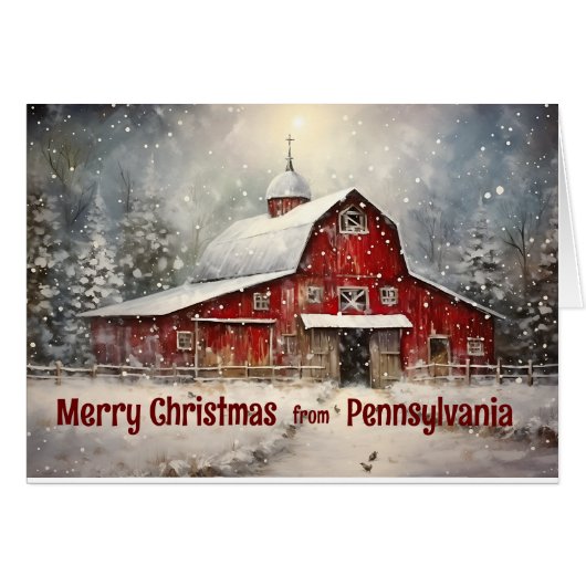 Vrolijk kerstfeest van Pennsylvania Winter Barn Ka (Voorkant Horizontaal)