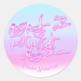 Vrolijk kerstfeest van Pink Ombre kleurtherapie Ronde Sticker