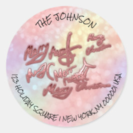 Vrolijk kerstfeest van Roos Holografisch adres RSV Ronde Sticker