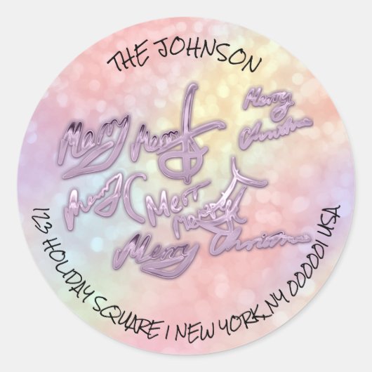 Vrolijk kerstfeest van RSVP retour adres naam Ronde Sticker (Voorkant)