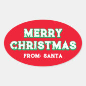 Vrolijk kerstfeest van Santa bewerkbare tekst rood Ovale Sticker (Voorkant)