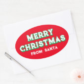 Vrolijk kerstfeest van Santa bewerkbare tekst rood Ovale Sticker (Envelop)