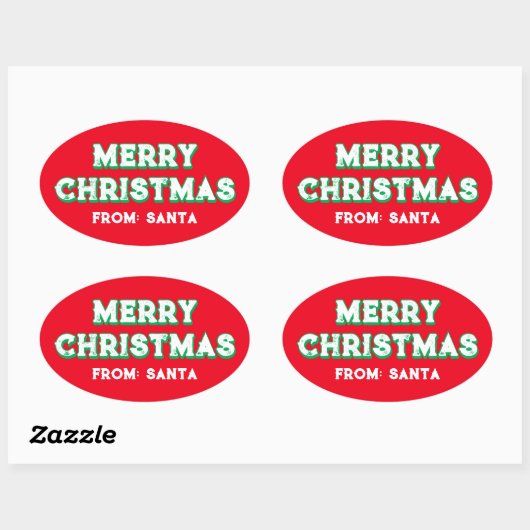 Vrolijk kerstfeest van Santa bewerkbare tekst rood Ovale Sticker (Vel)