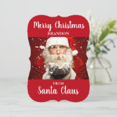 Vrolijk kerstfeest van Santa Claus ADD-kaart RB Feestdagenkaart (Staand voorkant)