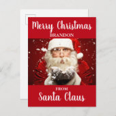 Vrolijk kerstfeest van Santa Claus ADD NAAM Feestdagenkaart (Voorkant / Achterkant)