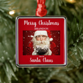 Vrolijk kerstfeest van Santa Claus ADD NAAM Metalen Ornament