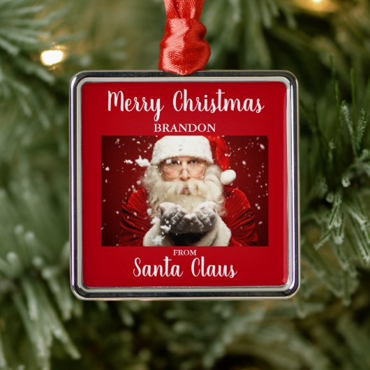 Vrolijk kerstfeest van Santa Claus ADD NAAM Metalen Ornament (Boom)
