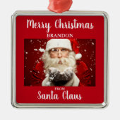 Vrolijk kerstfeest van Santa Claus ADD NAAM Metalen Ornament (Voorkant)