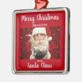 Vrolijk kerstfeest van Santa Claus ADD NAAM Metalen Ornament (Links)