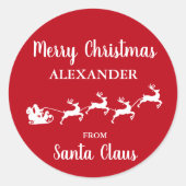 Vrolijk kerstfeest van Santa Claus ADD NAAM Ronde Sticker (Voorkant)