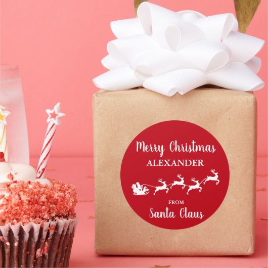 Vrolijk kerstfeest van Santa Claus ADD NAAM Ronde Sticker (Feest)