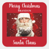 Vrolijk kerstfeest van Santa Claus ADD NAAM Vierkante Sticker (Voorkant)