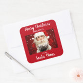 Vrolijk kerstfeest van Santa Claus ADD NAAM Vierkante Sticker (Envelop)