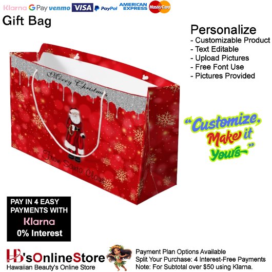 Vrolijk kerstfeest van Santa Claus Holiday Charm Groot Cadeauzakje