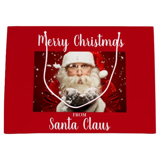 Vrolijk kerstfeest van Santa Claus Red Groot Cadeauzakje (Voorkant)