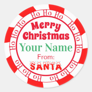 Vrolijk kerstfeest van Santa Ho Ho Rood en Wit Ronde Sticker