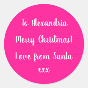Vrolijk kerstfeest van Santa Hot Pink Gift Label