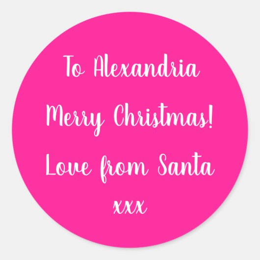 Vrolijk kerstfeest van Santa Hot Pink Gift Label (Voorkant)