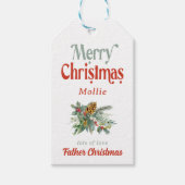 Vrolijk kerstfeest van Santa Rounded Lozenge Foto Cadeaulabel (Voorkant)