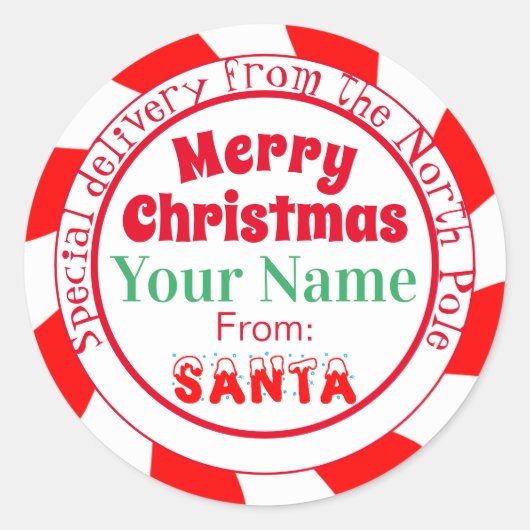 Vrolijk kerstfeest van Santa Special Delivery Ronde Sticker (Voorkant)