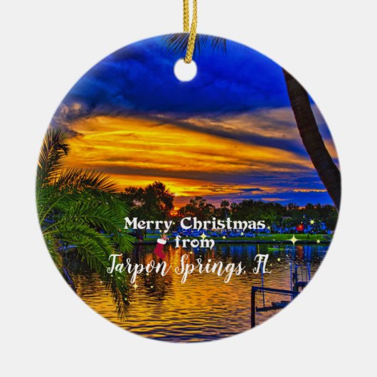 Vrolijk kerstfeest van Tarpon Springs, FL Keramisch Ornament (Voorkant)