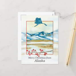 Vrolijk kerstfeest vanaf Alaska Tundra Winter Moun Feestdagenkaart