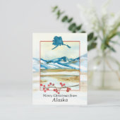 Vrolijk kerstfeest vanaf Alaska Tundra Winter Moun Feestdagenkaart (Staand voorkant)