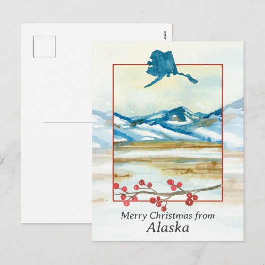 Vrolijk kerstfeest vanaf Alaska Tundra Winter Moun Feestdagenkaart (Voorkant / Achterkant)