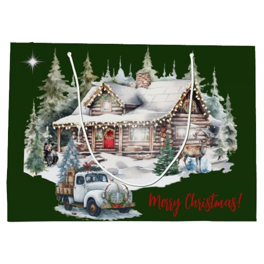 Vrolijk kerstfeest vanaf de Cabin Holiday Groot Cadeauzakje (Achterkant)