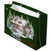 Vrolijk kerstfeest vanaf de Cabin Holiday Groot Cadeauzakje (Voorkant Gekanteld)