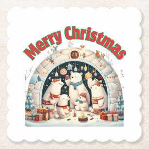 Vrolijk kerstfeest vanaf de Noordpool Kartonnen Onderzetters