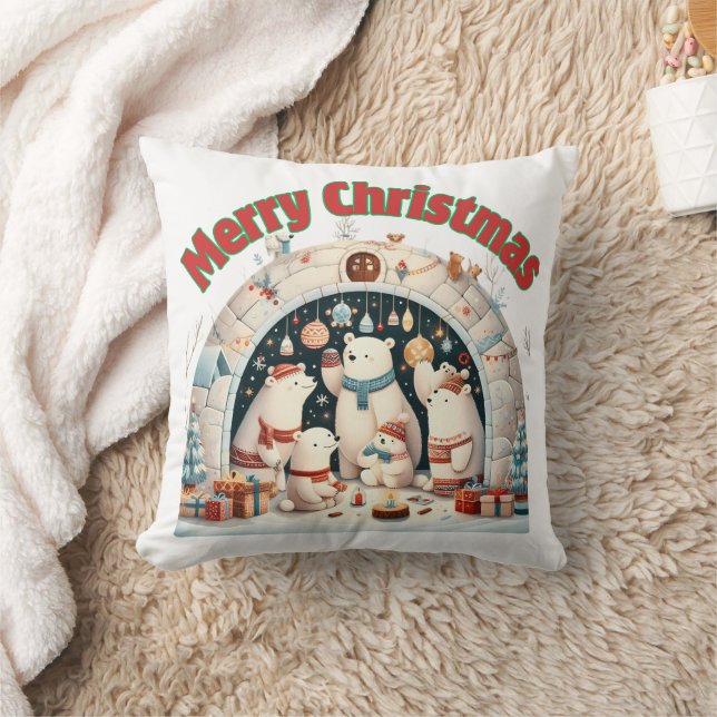 Vrolijk kerstfeest vanaf de Noordpool Kussen (Deken)