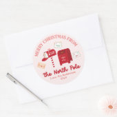 Vrolijk kerstfeest vanaf de Noordpool Ronde Sticker (Envelop)