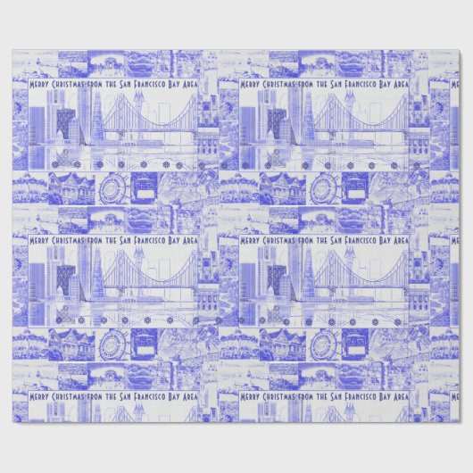 Vrolijk kerstfeest vanaf de SF Bay Cadeaupapier (Vlak)