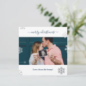 vrolijk kerstfeest vanaf de sneeuwvloerfoto feestdagenkaart (Staand voorkant)