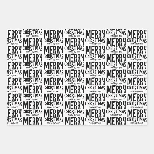 Vrolijk kerstfeest vanaf een verafgelegen pakpapie inpakpapier vel (Voorkant 3)