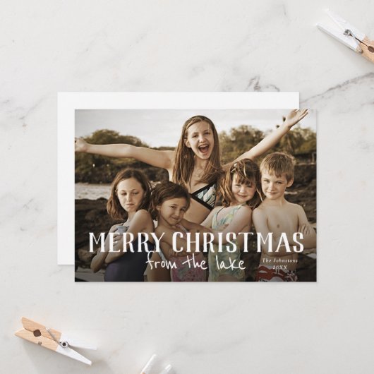 Vrolijk kerstfeest vanaf het meer locatie foto Kaa Kaart (Voorkant / Achterkant in situ)